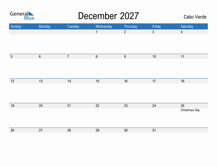 Fillable December 2027 Calendar