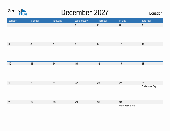 Fillable December 2027 Calendar