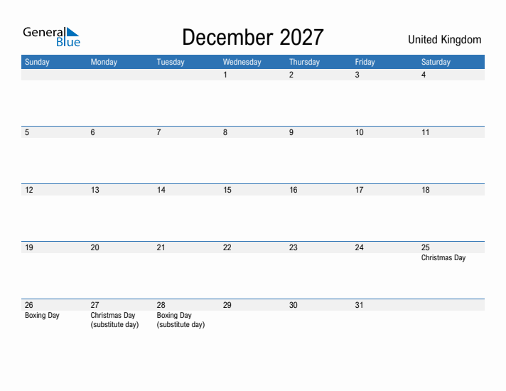 Fillable December 2027 Calendar