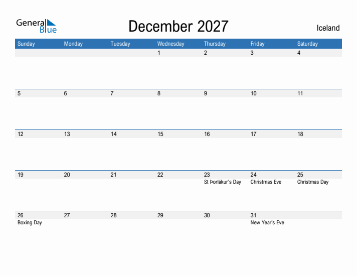 Fillable December 2027 Calendar