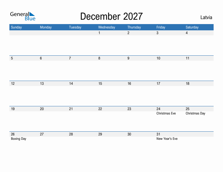 Fillable December 2027 Calendar