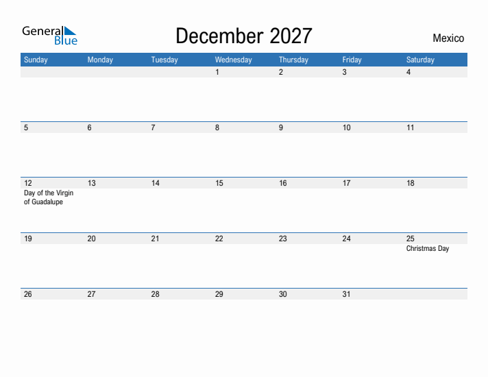 Fillable December 2027 Calendar