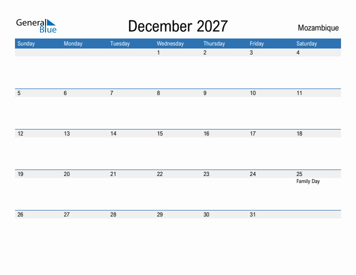 Fillable December 2027 Calendar