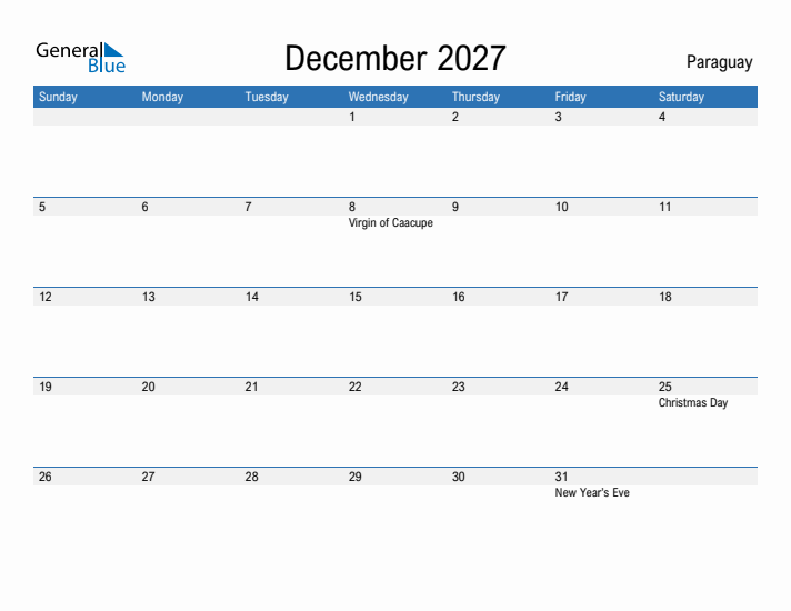 Fillable December 2027 Calendar