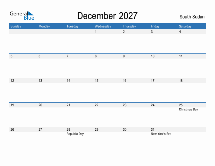 Fillable December 2027 Calendar