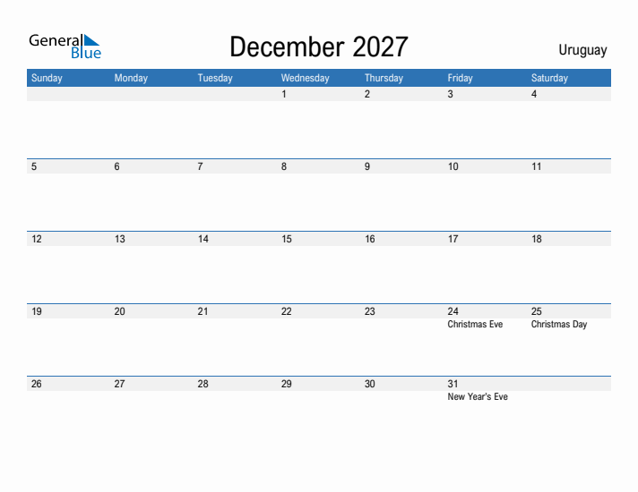 Fillable December 2027 Calendar