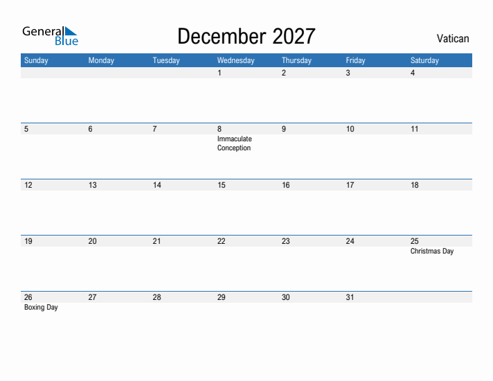 Fillable December 2027 Calendar