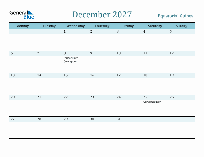 December 2027 Calendar with Holidays