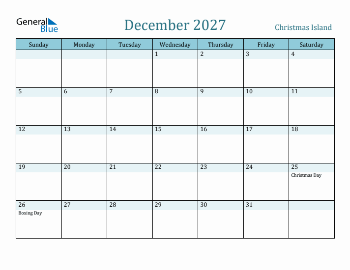 December 2027 Calendar with Holidays