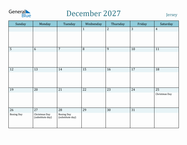 December 2027 Calendar with Holidays