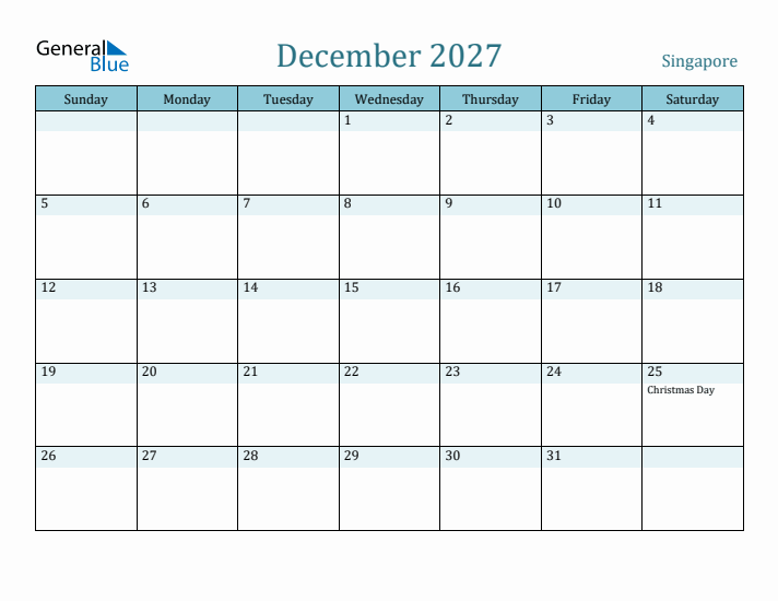 December 2027 Calendar with Holidays