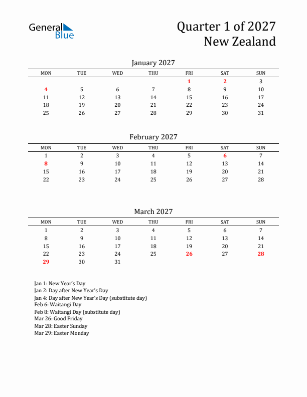 Quarter 1 2027 New Zealand Quarterly Calendar