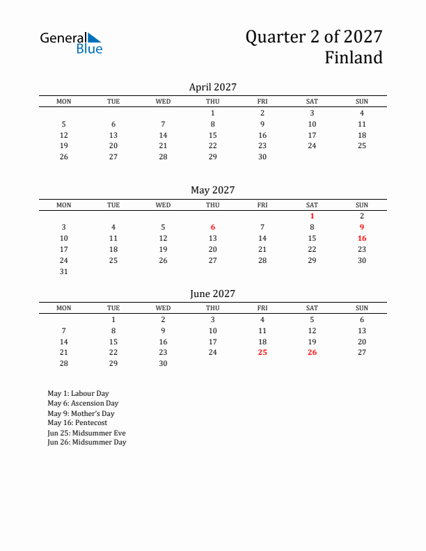 Quarter 2 2027 Finland Quarterly Calendar