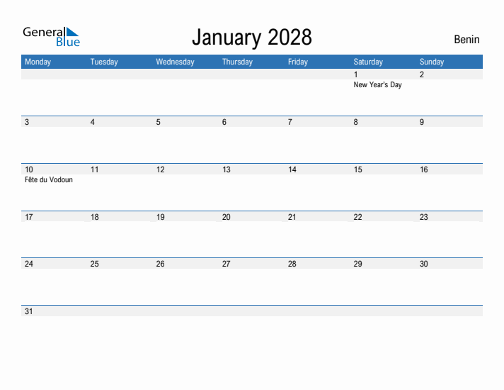 Fillable January 2028 Calendar