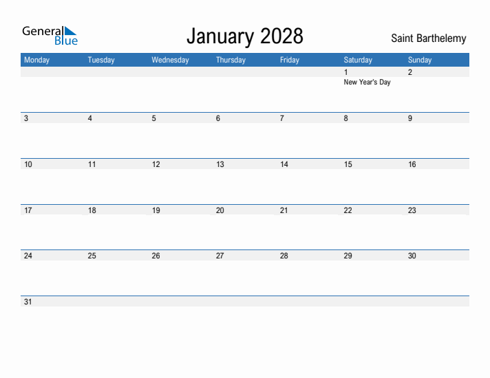 Fillable January 2028 Calendar