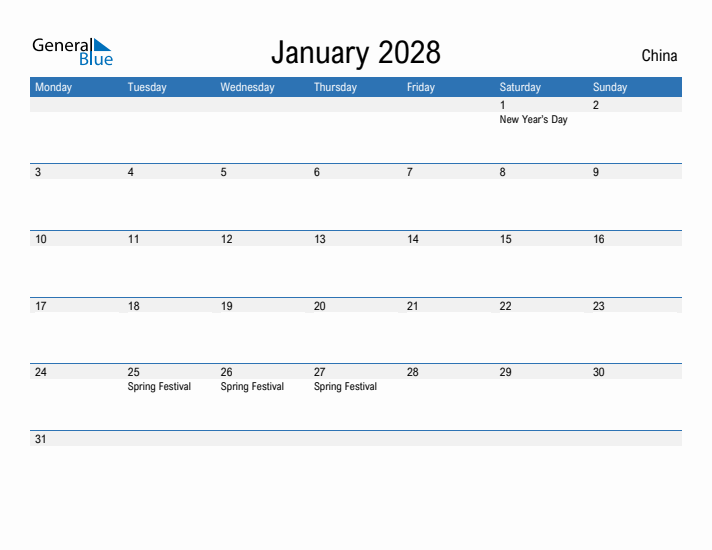 Fillable January 2028 Calendar