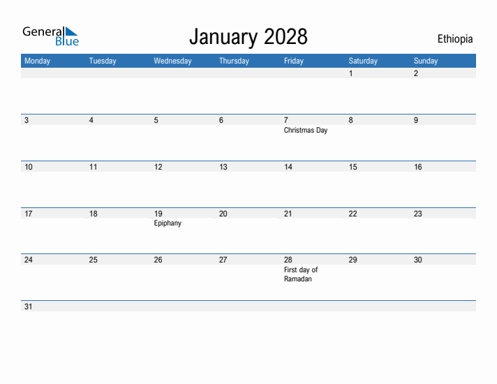 Fillable January 2028 Calendar