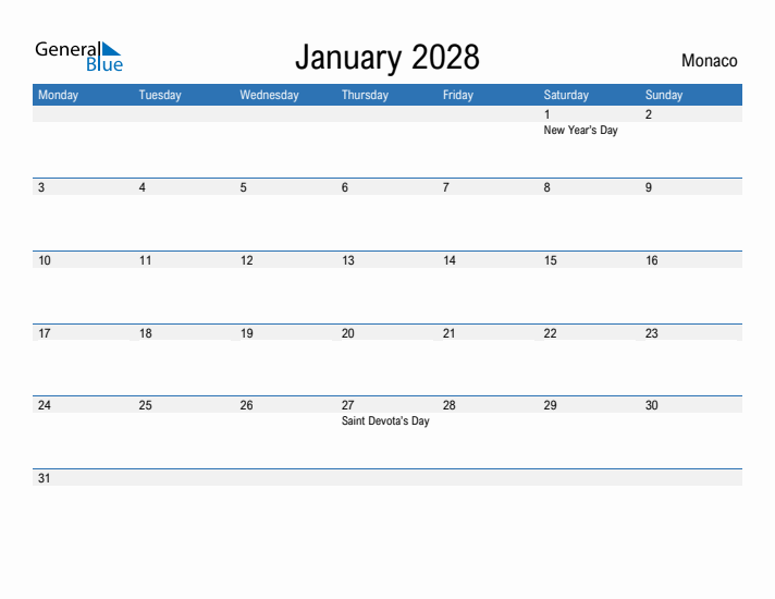 Fillable January 2028 Calendar