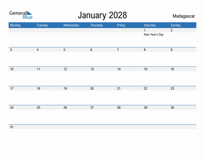 Fillable January 2028 Calendar