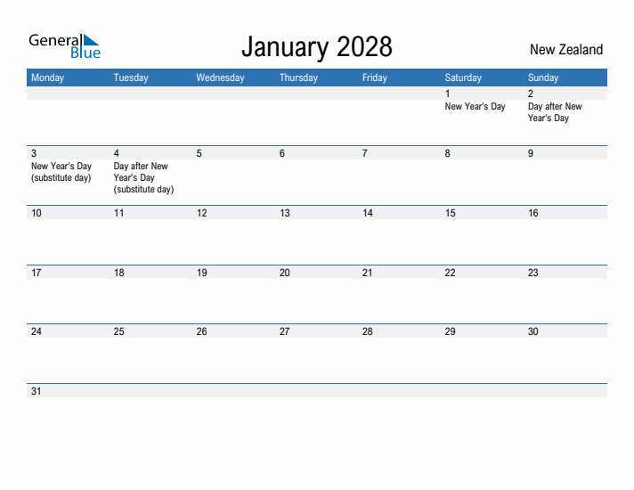 Fillable January 2028 Calendar