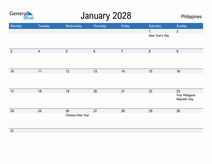 Fillable January 2028 Calendar