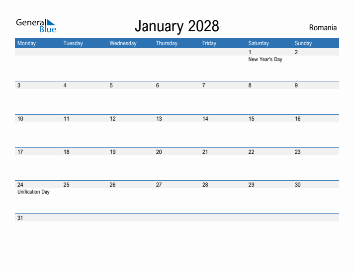 Fillable January 2028 Calendar