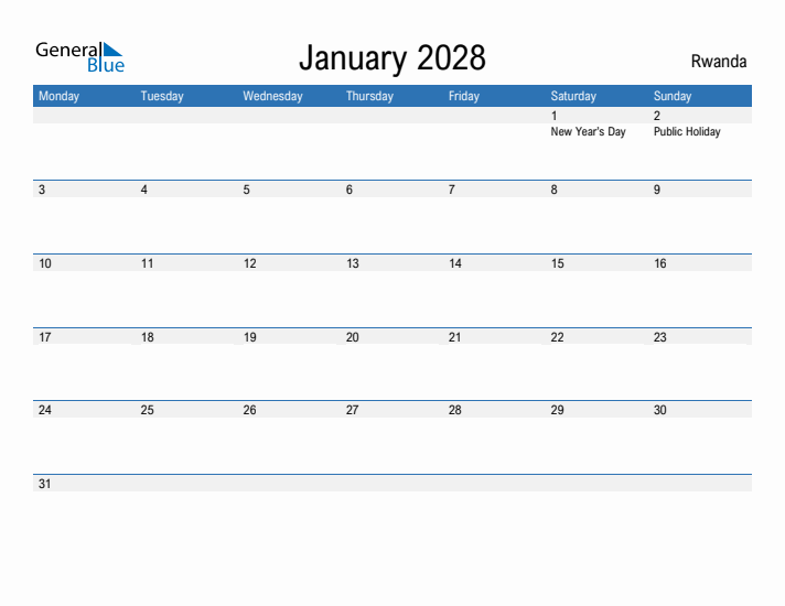 Fillable January 2028 Calendar