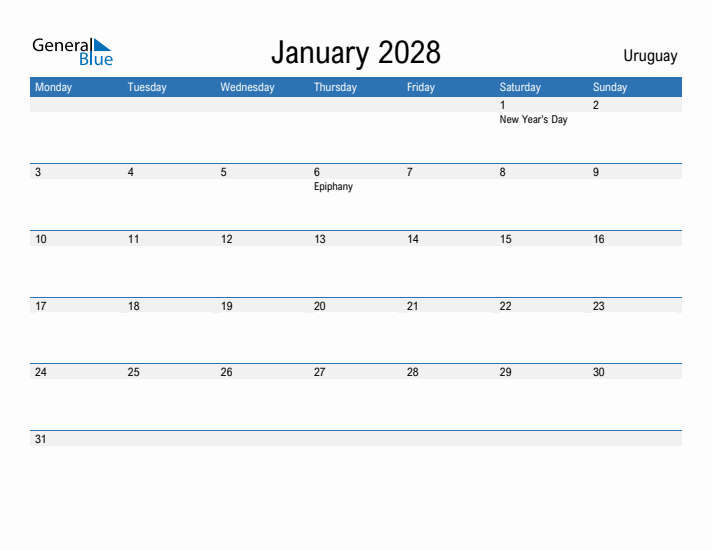 Fillable January 2028 Calendar