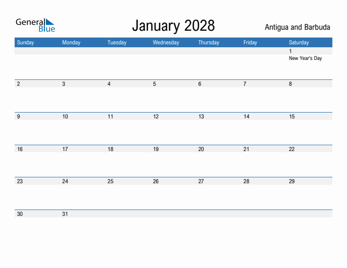 Fillable January 2028 Calendar