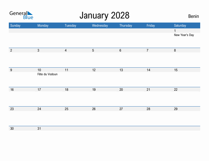 Fillable January 2028 Calendar