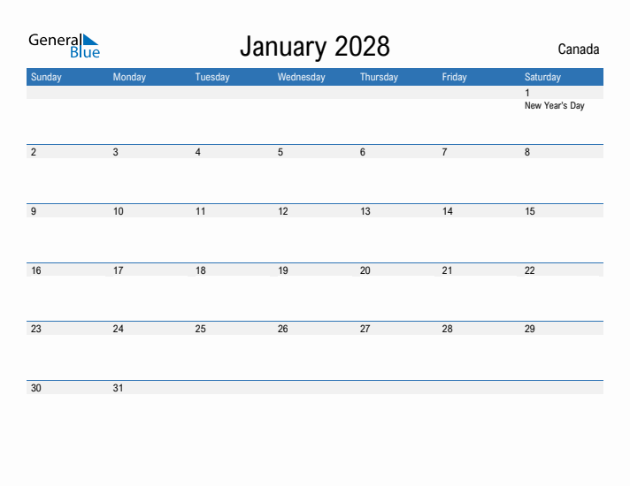 Fillable January 2028 Calendar