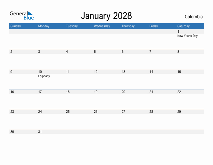 Fillable January 2028 Calendar