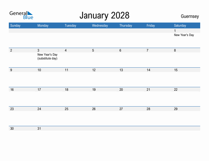 Fillable January 2028 Calendar