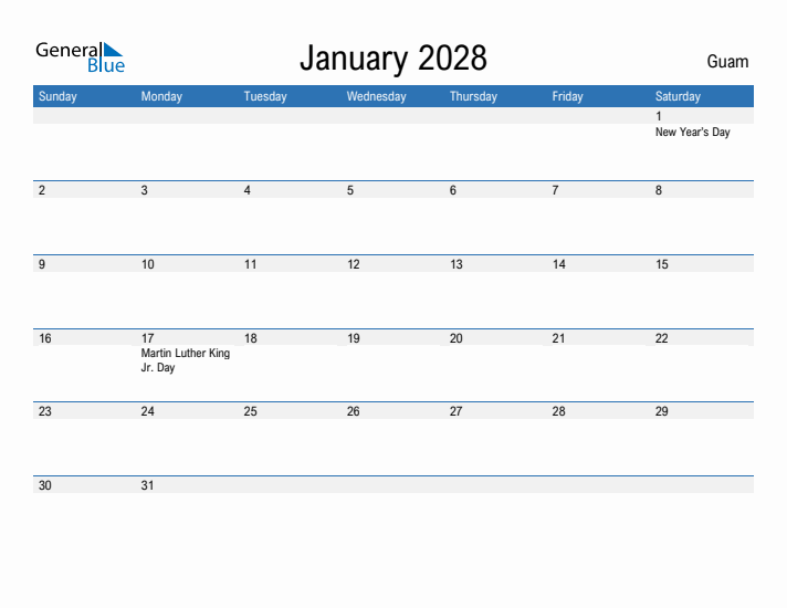 Fillable January 2028 Calendar