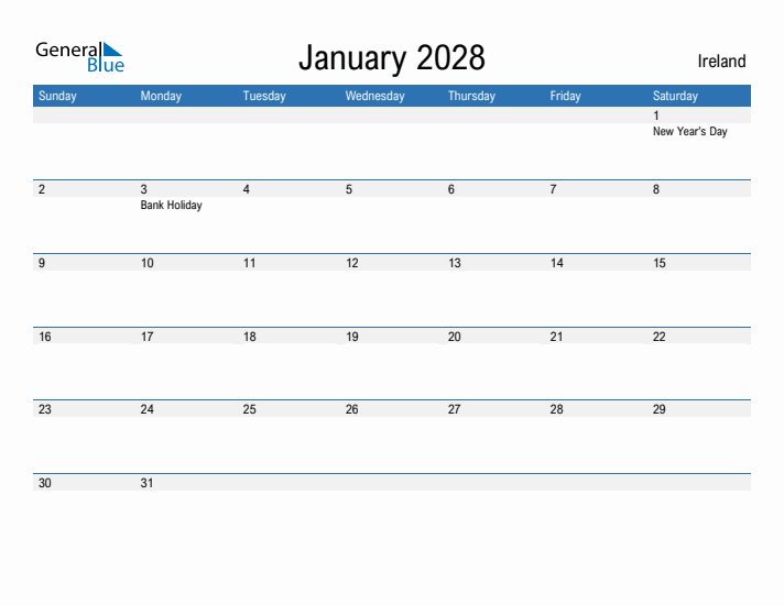 Fillable January 2028 Calendar