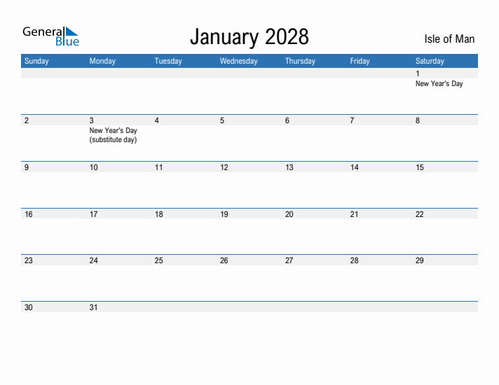 Fillable January 2028 Calendar