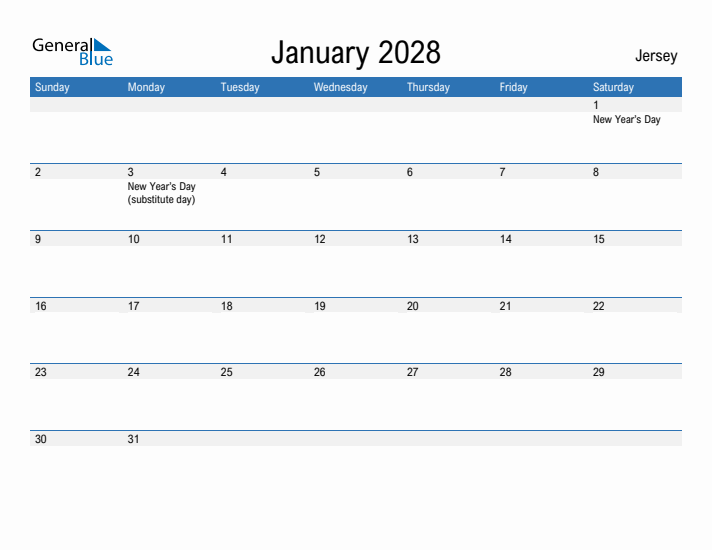 Fillable January 2028 Calendar