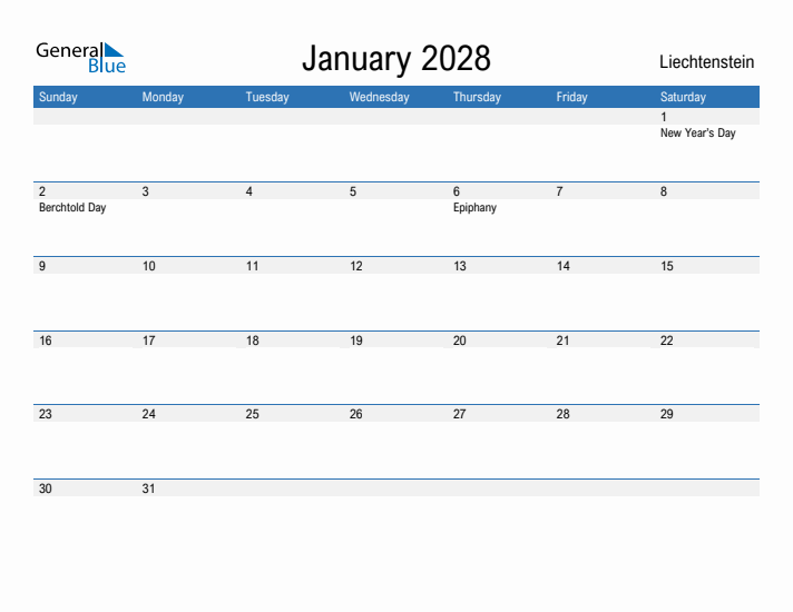 Fillable January 2028 Calendar