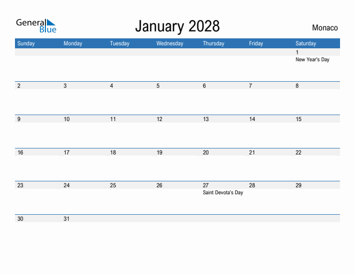 Fillable January 2028 Calendar