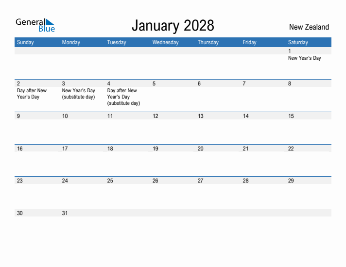 Fillable January 2028 Calendar