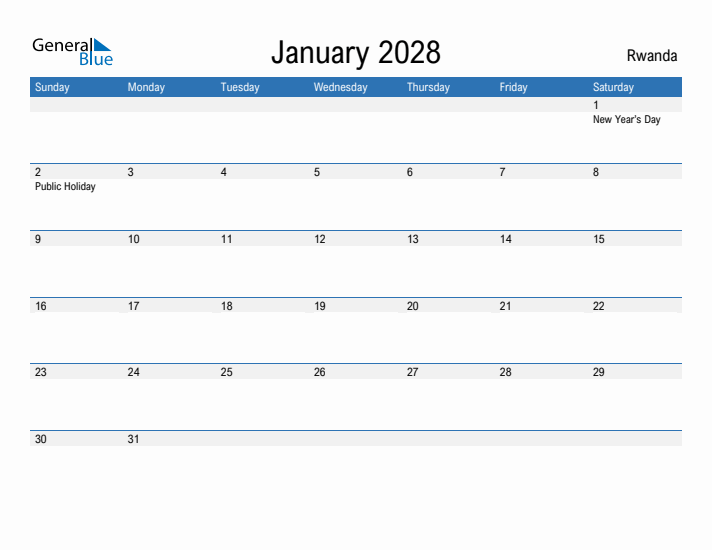 Fillable January 2028 Calendar