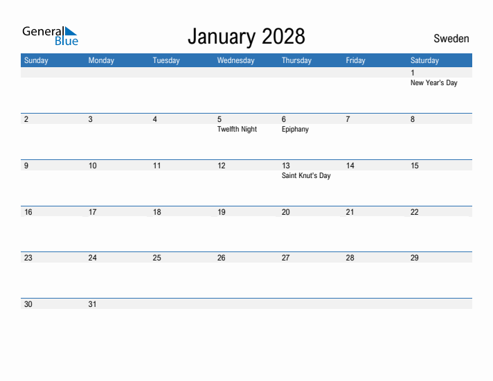 Fillable January 2028 Calendar