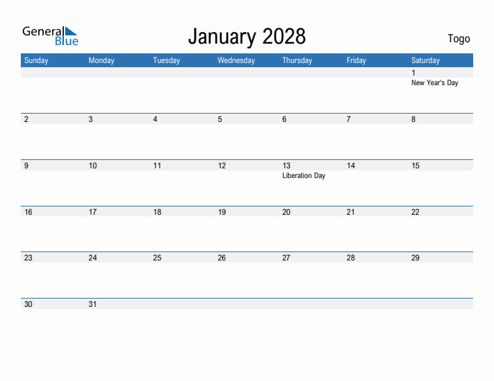 Fillable January 2028 Calendar