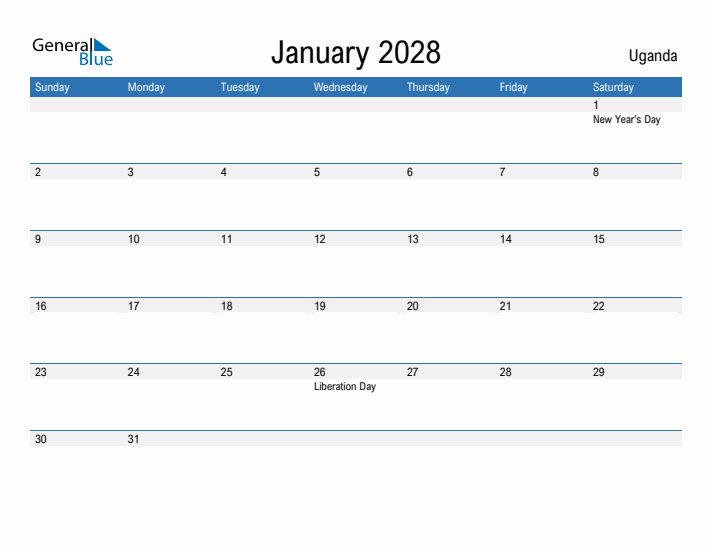 Fillable January 2028 Calendar