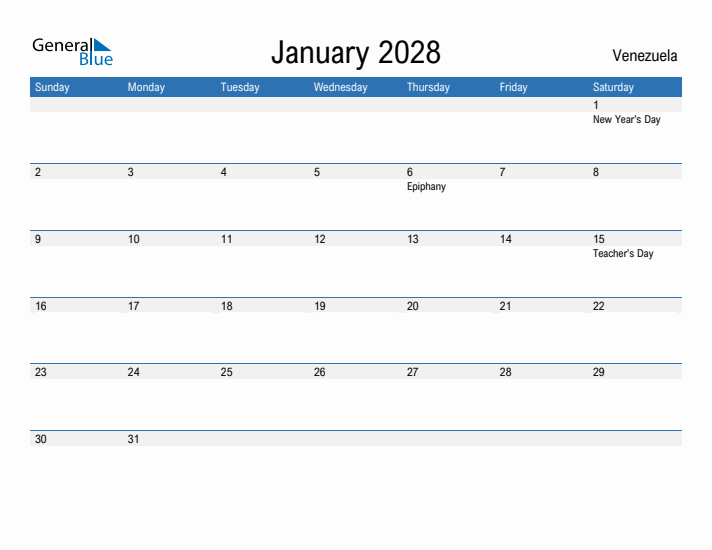 Fillable January 2028 Calendar