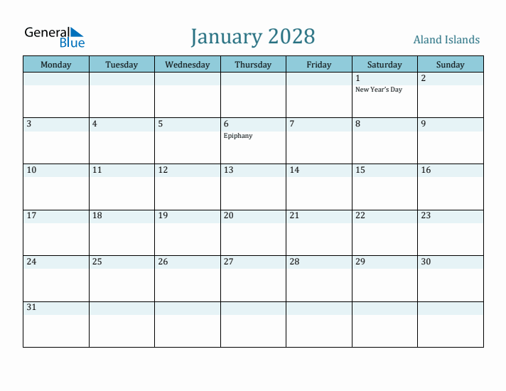 January 2028 Calendar with Holidays