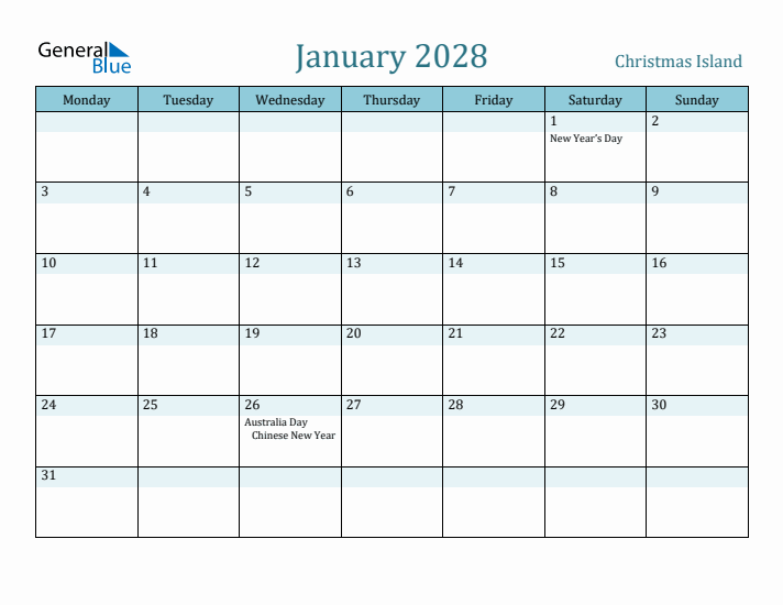 January 2028 Calendar with Holidays