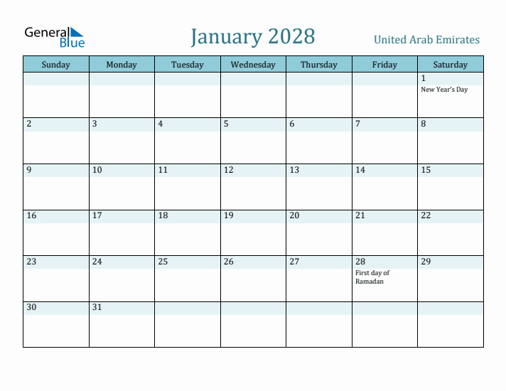 January 2028 Calendar with Holidays