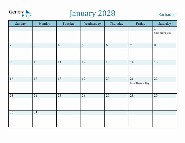 January 2028 Calendar with Holidays