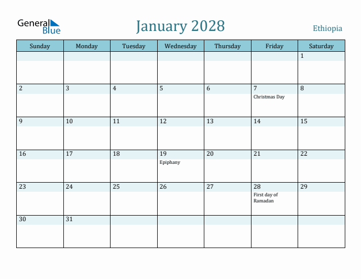 January 2028 Calendar with Holidays